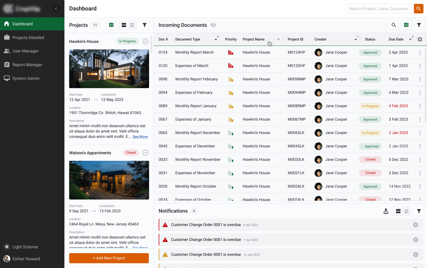 UI/UX Modernization for a Construction Management Web App