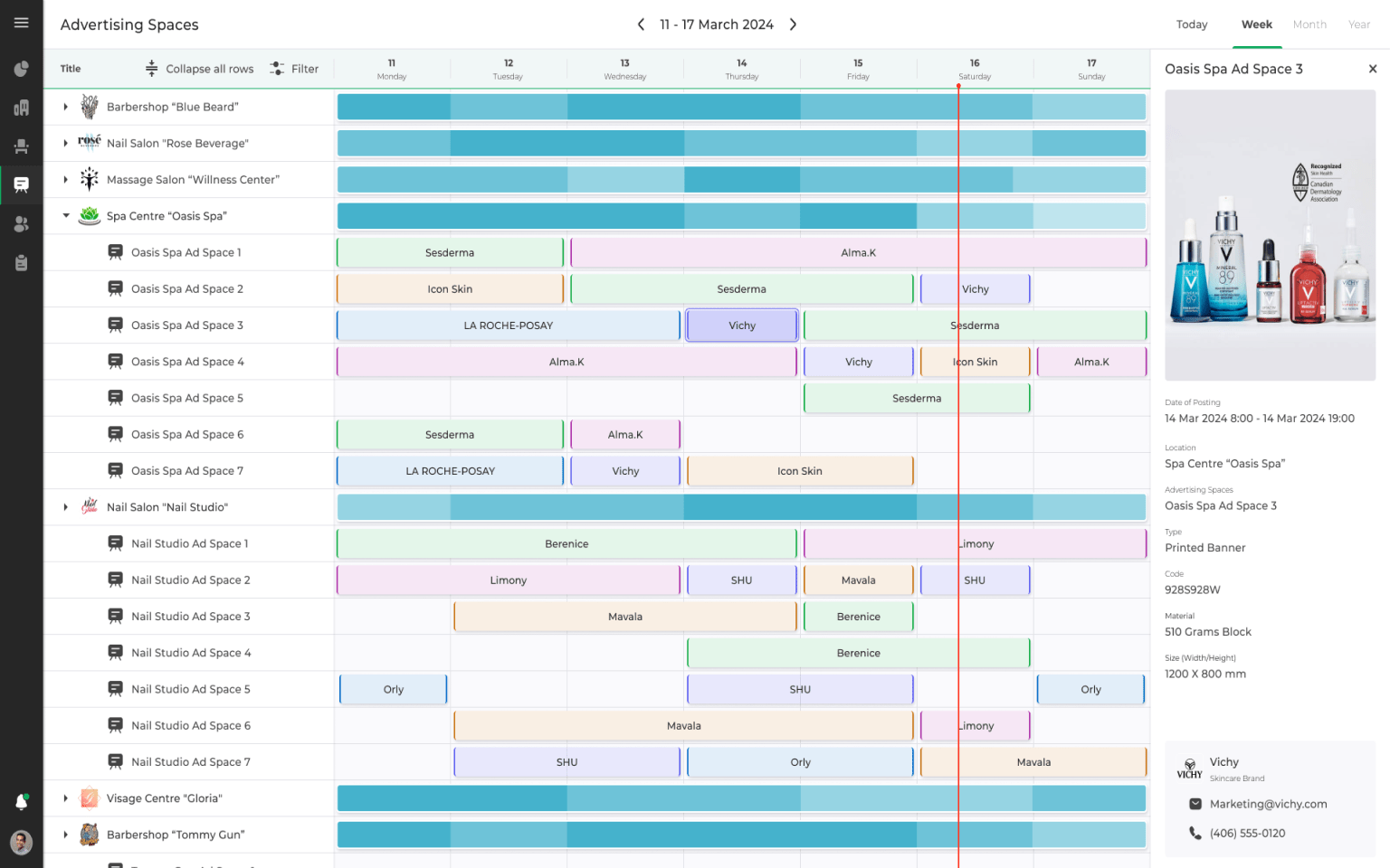 Complex Gantt Widget for Salon Management Software