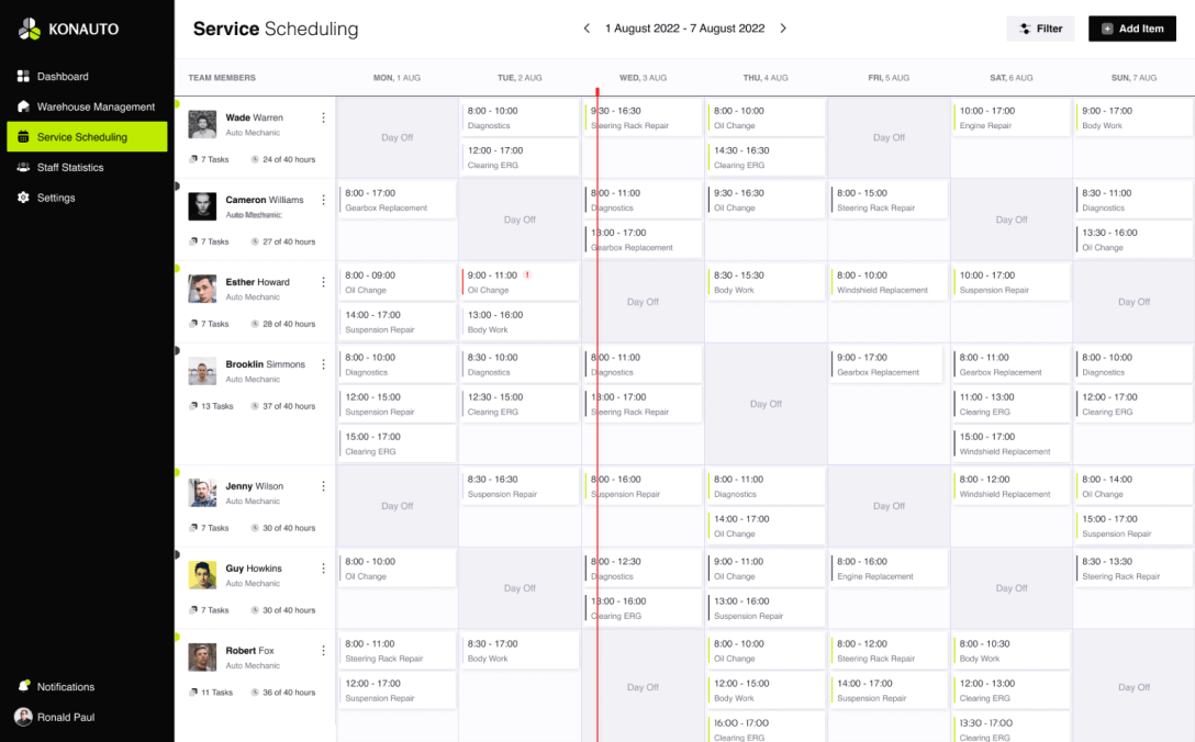 Car Service Scheduling and Warehouse Management System