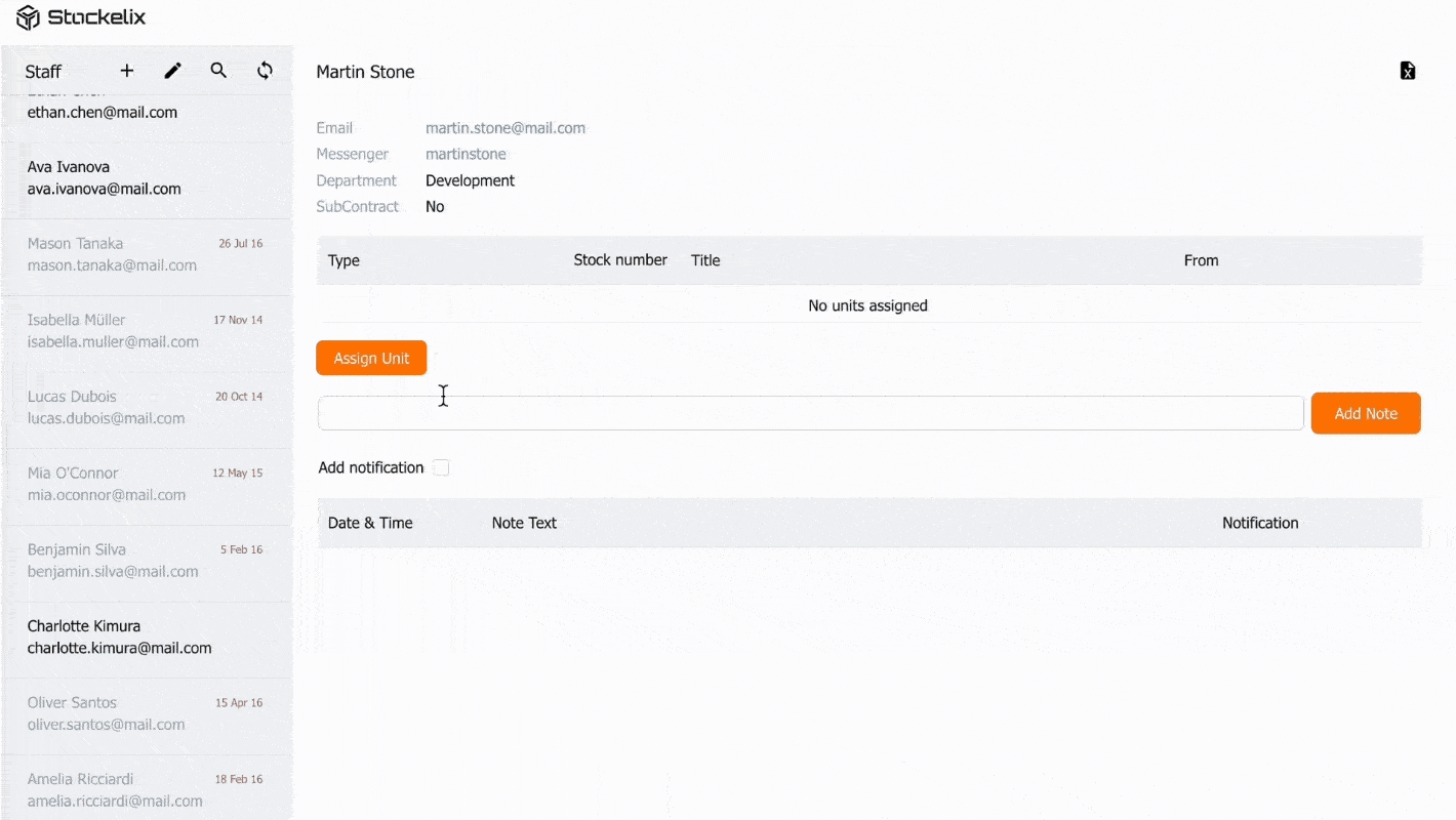 Stockelix Staff Management