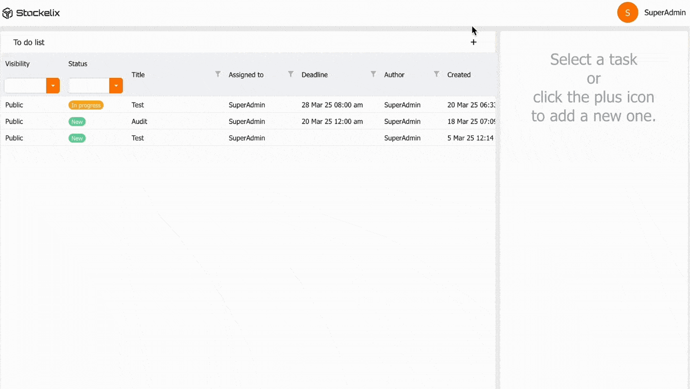 Stockelix Task Management