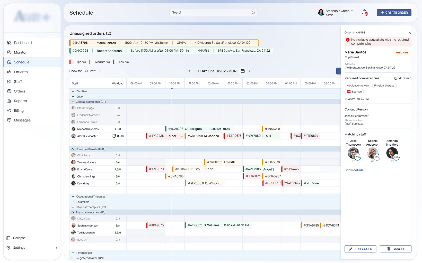 Order Planning & Scheduling Board