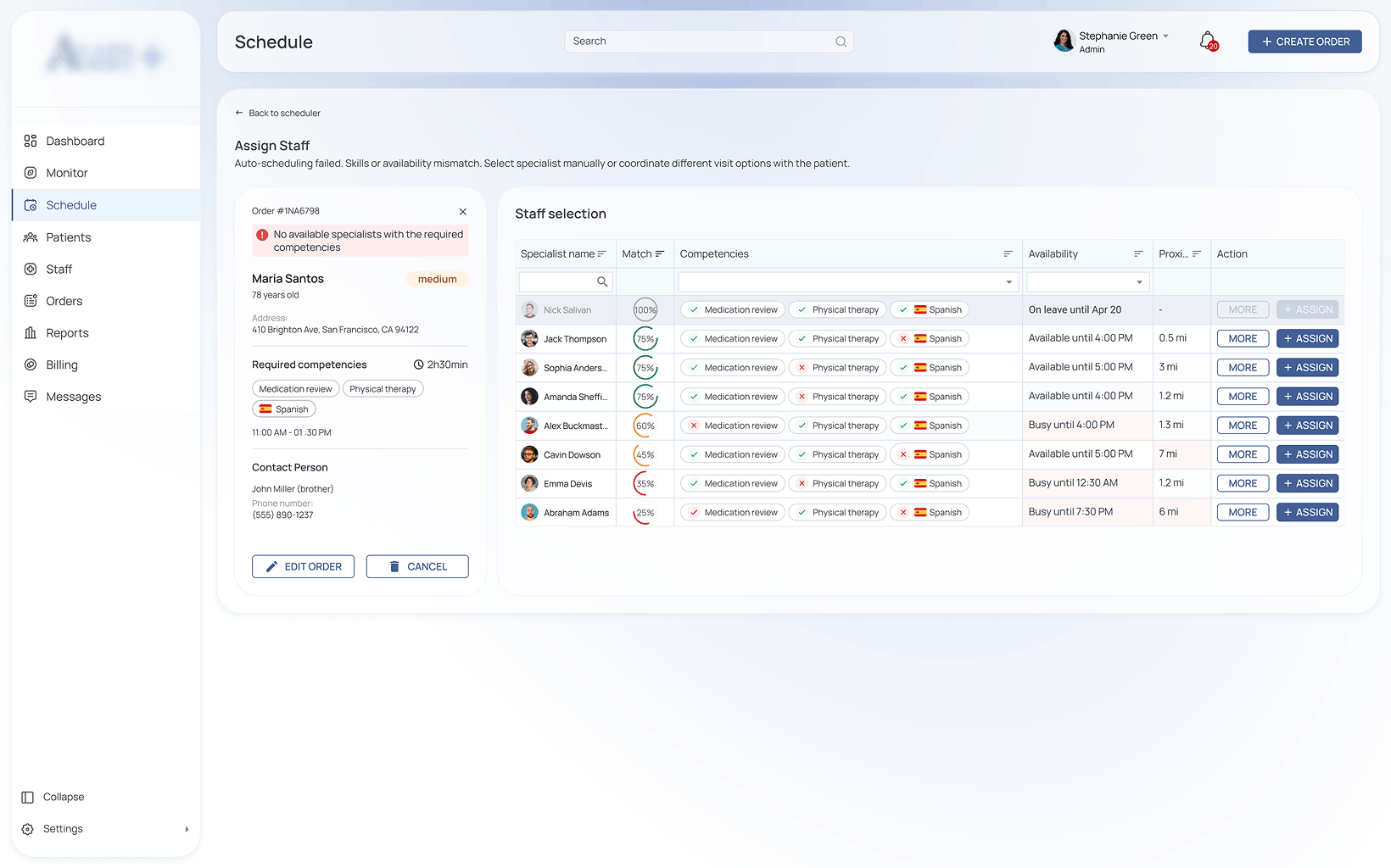 Patient-Staff Matching