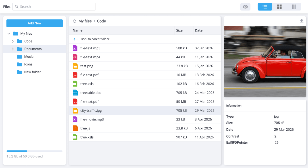 SVAR File Manager preview