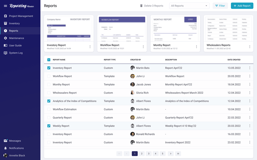 Reporting Module for Project Management Application