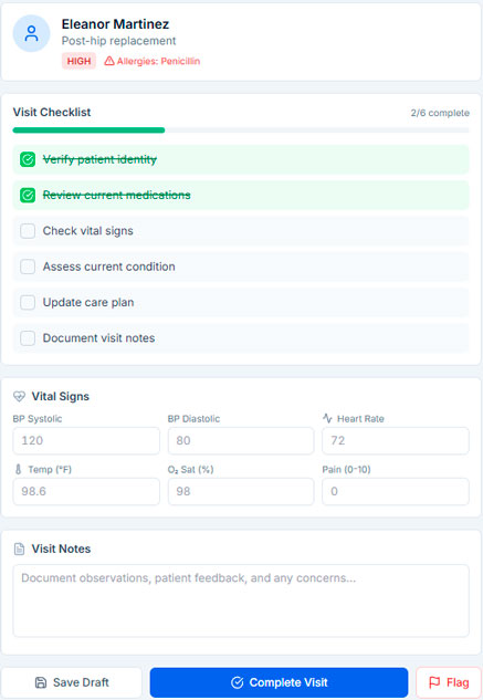 Vibe-coded interface for the mobile version of ambulatory care management system